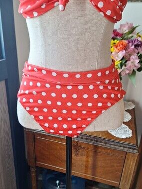 YELLOW The Label Brazilian Cut Polka Dot Bikini Bottom, Small, NWOT